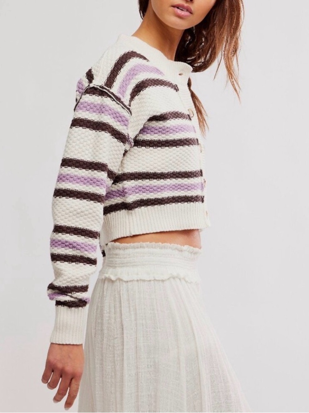 Free People Striped Cardi in Ivory Combo Size Small & Medium NWT - Picture 12 of 12